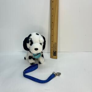 Justice pet shop Dalmatian Maddie puppy blue glitter leash collar plush animal